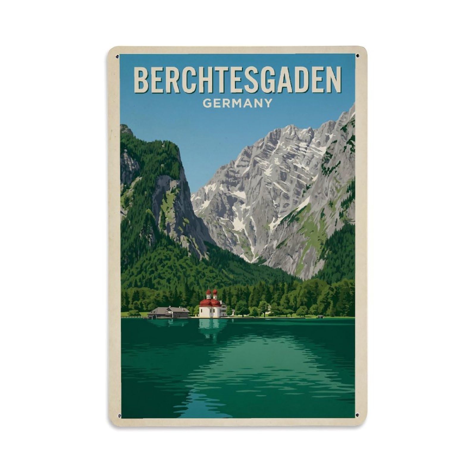 Germany Berchtesgaden Travel Metal Tin Sign Plaque Wall Decor for Cafe, Club Bar, Office, Garden Metal Poster 8x12Inch