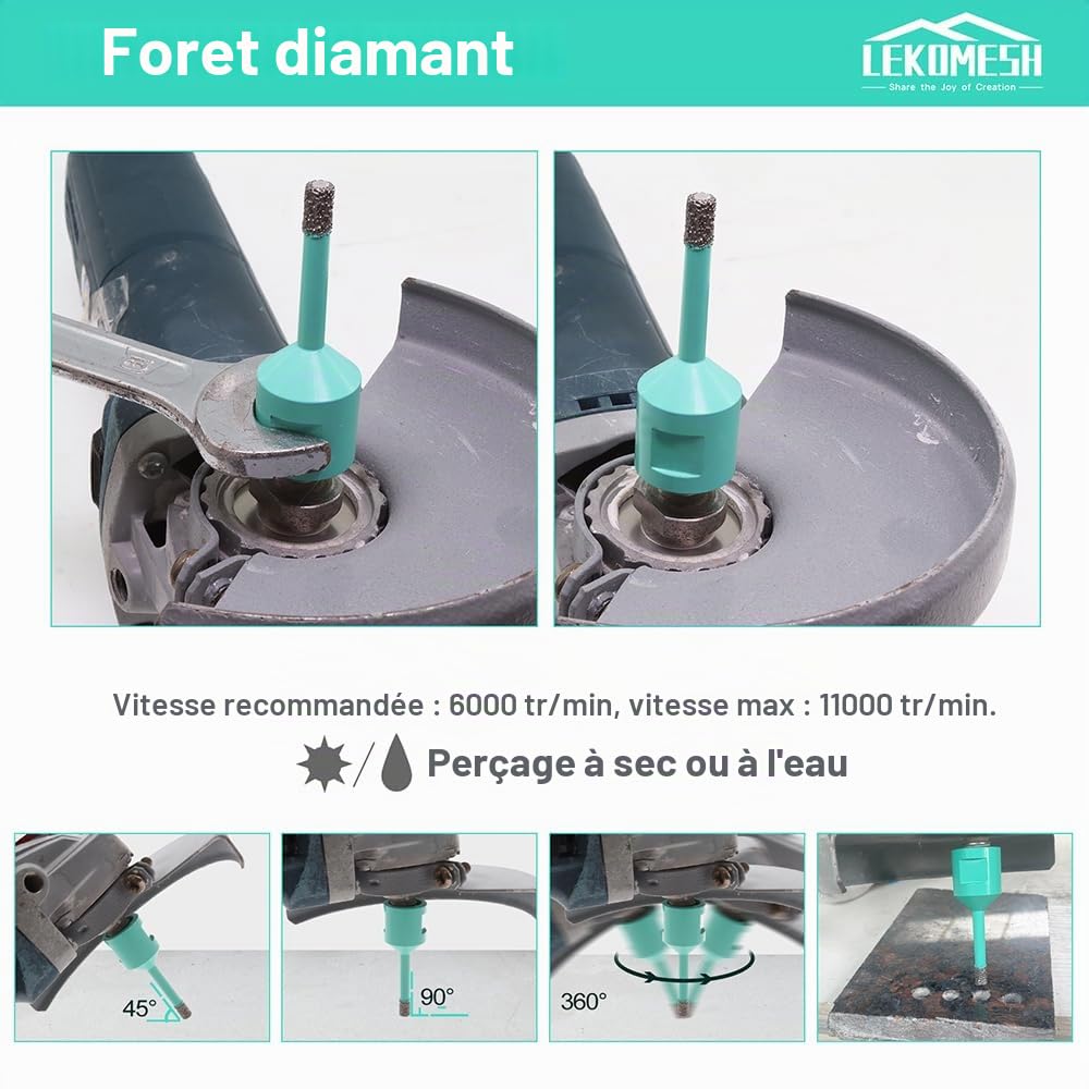 Diamant Scie Cloche Carrelage - 6pcs (20/25/35/50mm+20mm Fraise Diamant+Adaptateur) pour Céramique Porcelaine Granit Marbre Pierre, M14 Filetage