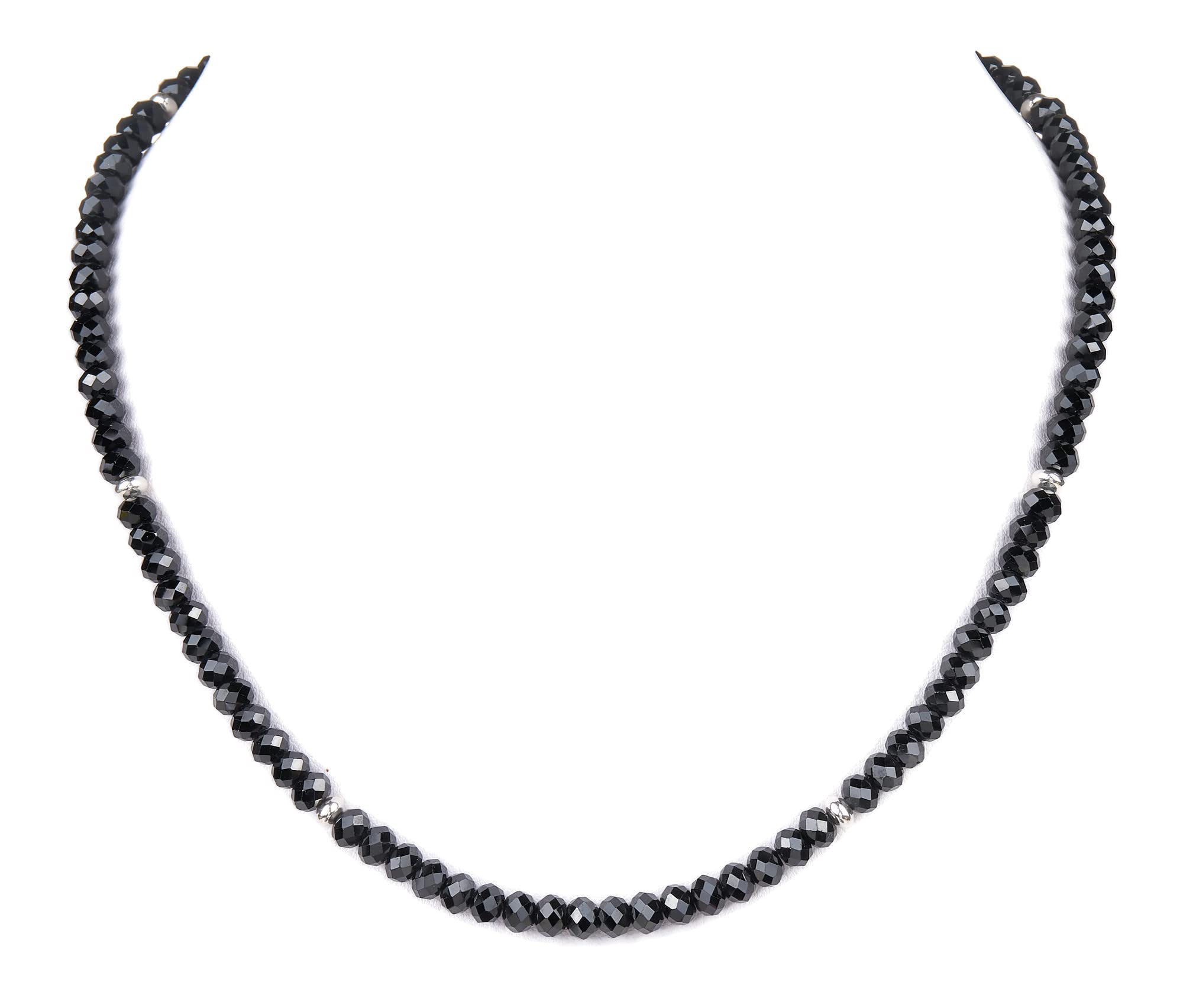 Spinell Kette schwarz - Spinell Halskette - schwarze Steinkette - 925 Silber