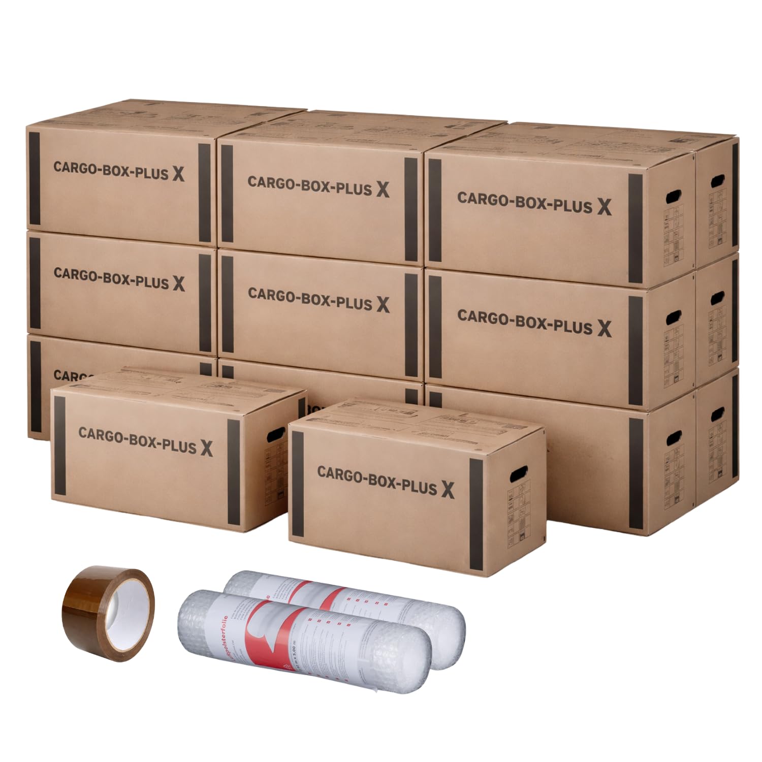 karton-billiger | Umzugsset Umzugskomplettset für 1-2 Zimmer, bis ca 50 m² | Umzugskartons, Luftpolsterfolie, Klebeband