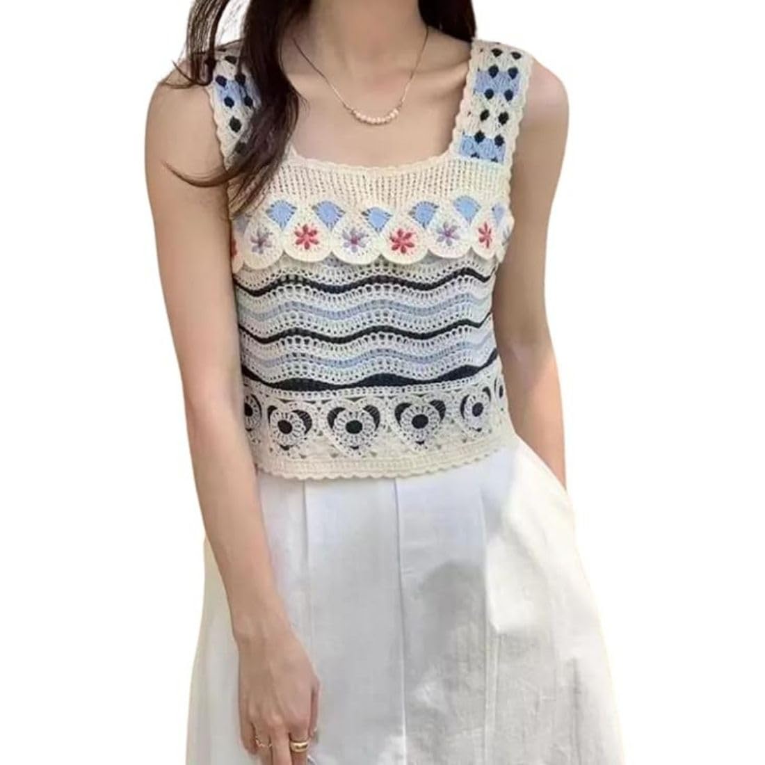 naiades Women's Handmade Crochet Crop Top, Sleeveless Top for Women,Comfortable Fit-picture-45