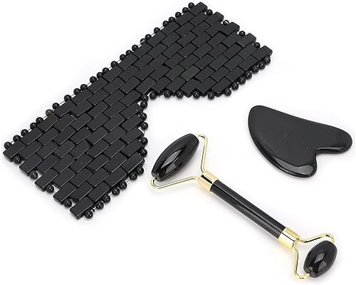 Juego de rodillos faciales Gua Sha  Kit de herramientas de masaje de belleza de 3 piezas, y reduce la fatiga ocular, portátil, adecuado para frente,