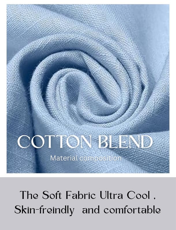 Image of DEEMOON Men's Cotton Blend Solid Regular Fit Full Sleeve Short Kurta | Men's Trendy Short Kurta