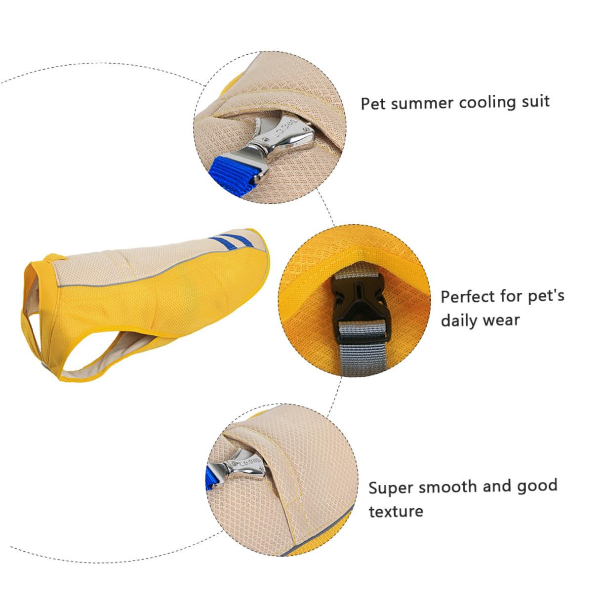 Abaodam Gilet Rafraîchissant Jaune Pratique pour Chien en Polyester Prévention Coup de Chaleur Sorties et Fêtes du Week-End