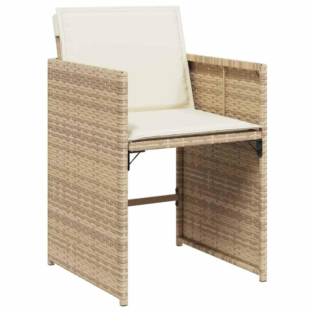 Salon de jardin 9 pièces en polyrotin beige avec coussins, cadre en acier revêtu par pulvérisation, plateau en verre trempé, meubles de salon d'extérieur résistant aux intempéries pour