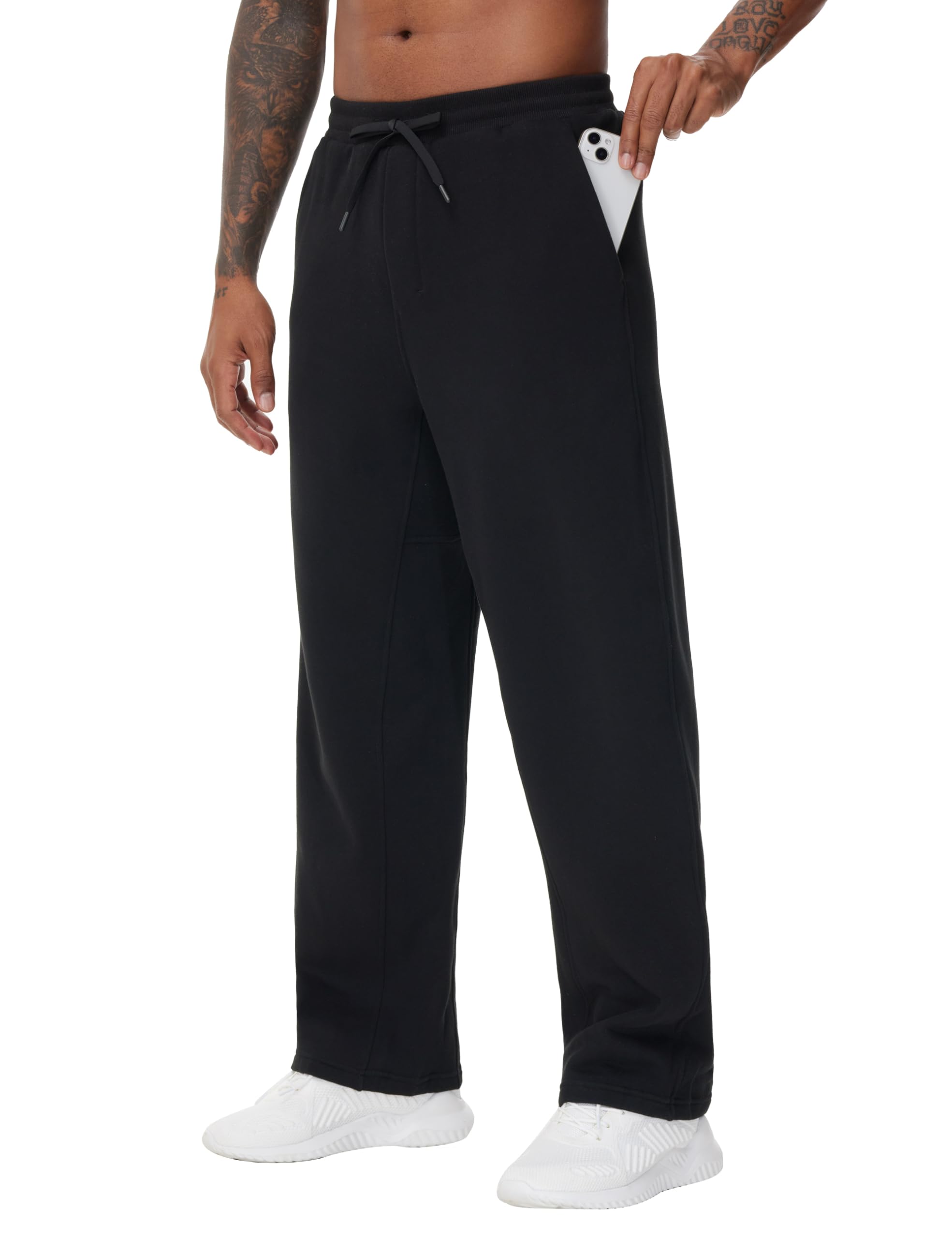 Men's Baggy Fleece Workout Sweatpants with Pockets Drawstring Lounge Athletic Running Pants