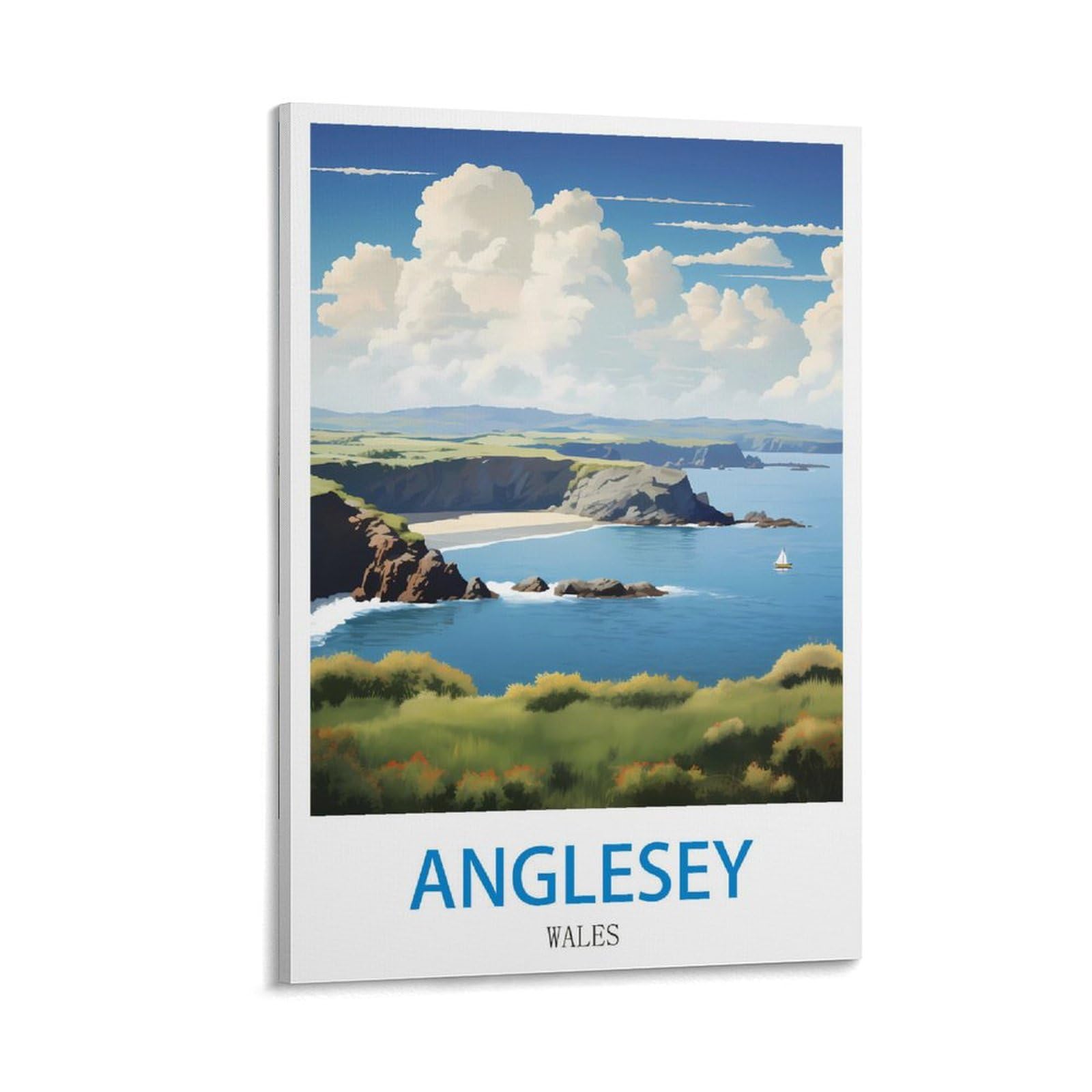 HeyBox Anglesey Wales Vintage Travel Posters 20x30inch(50x75cm) Canvas Prints Wall Art Paintings for Home Office Living Room Decor