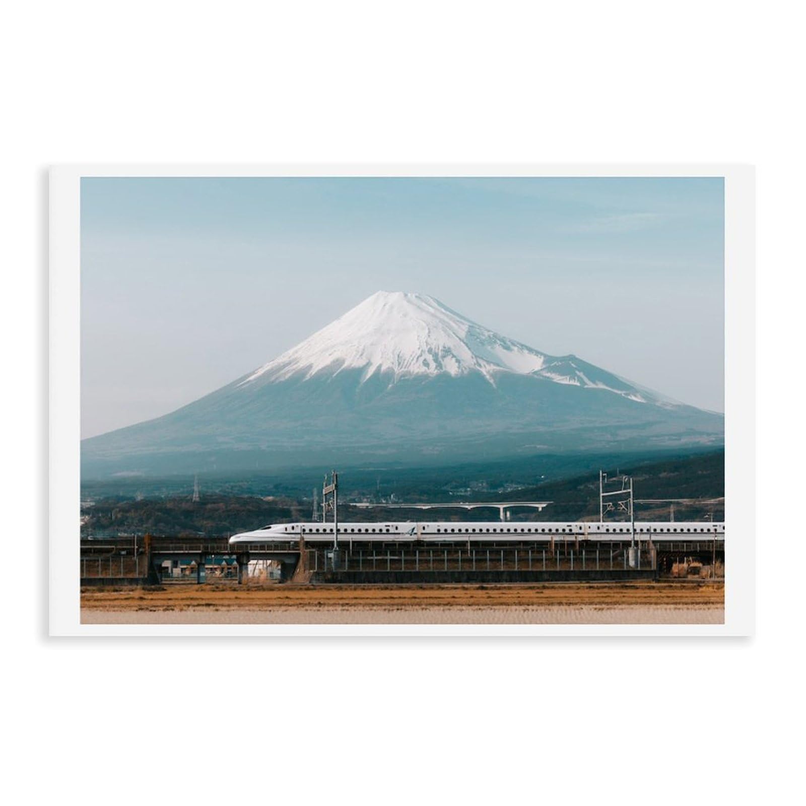 HEYANM Mt Fuji Shinkansen Print Japan Landscape Canvas Poster Bedroom Office Room Decor Gift Unframe 20x30inch