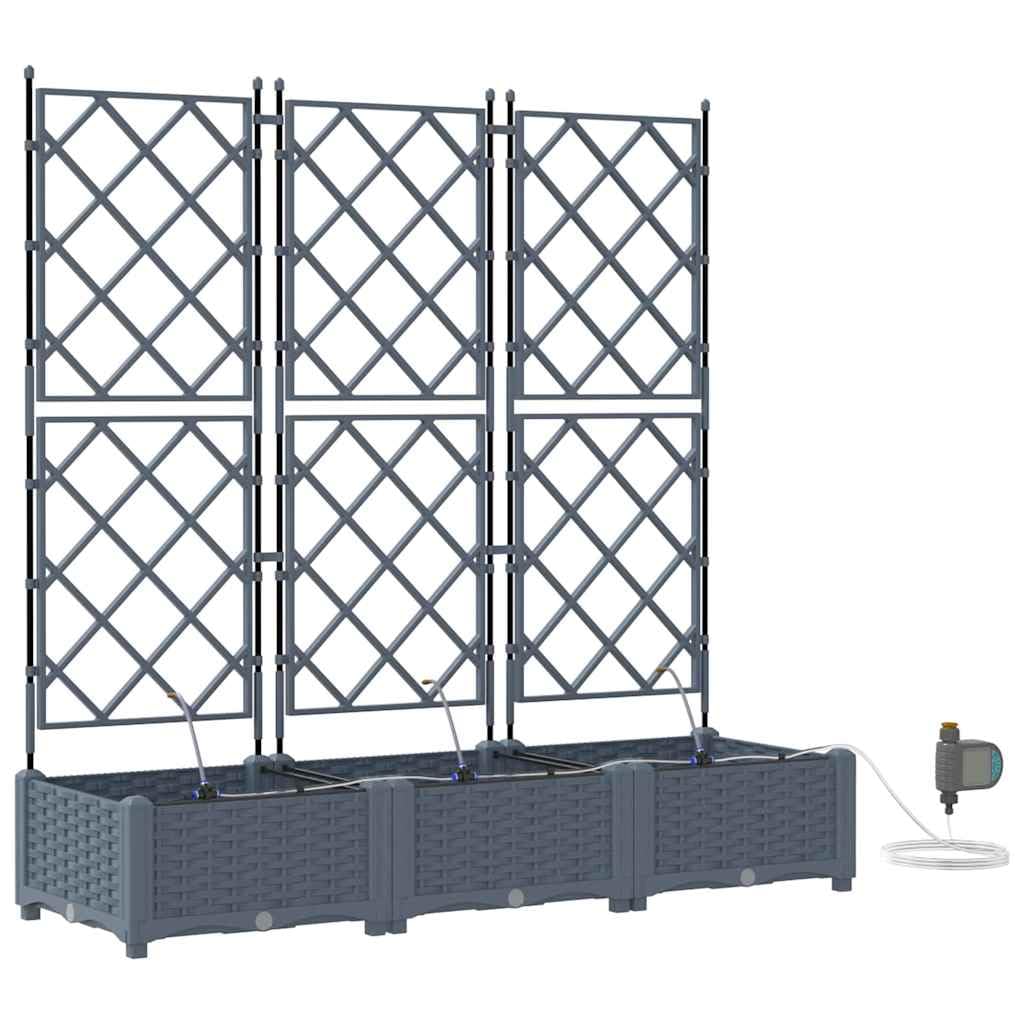 vidaXL Doniczka ogrodowa 3 pcs Jasnoszary 120 x 40 x 126 cm, Ogród i taras, nowoczesna doniczka samonawadniająca, trwały pojemnik na rośliny patio