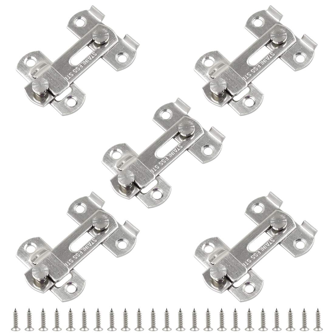 Eilumduo 5Pcs Stainless Steel Flip Latch, Gate Latches, Barn Latch, Sliding Door Latch, Safety Door Lock for Pet Gate, Cabinet Furniture, Window,