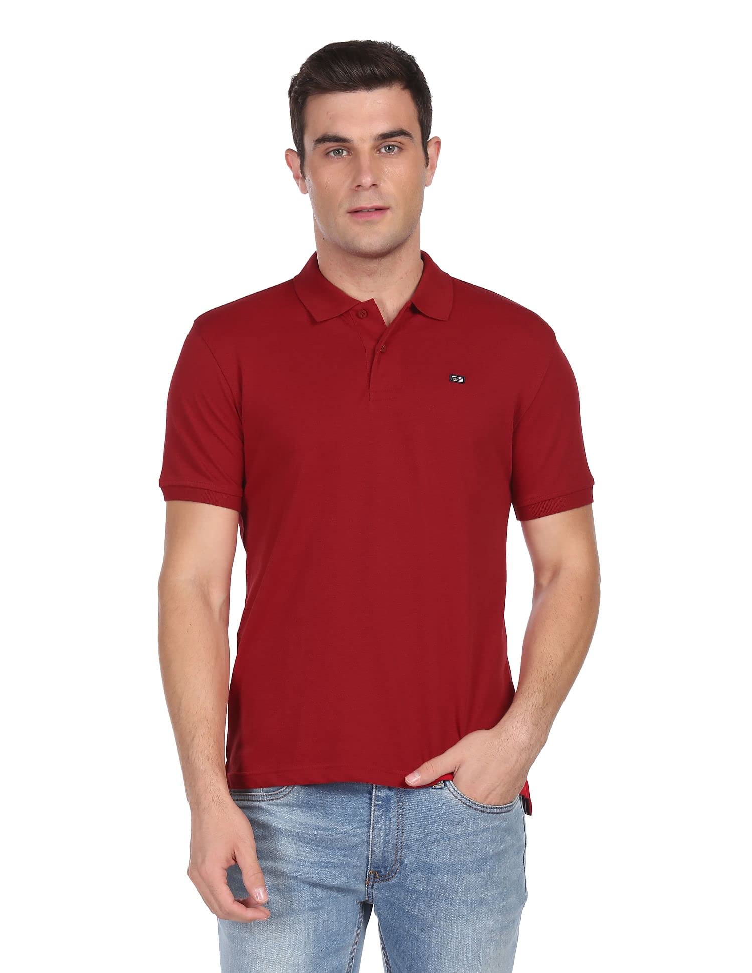 ArrowMen's Solid Half Sleeve Regular Fit Cotton Polo T-Shirt