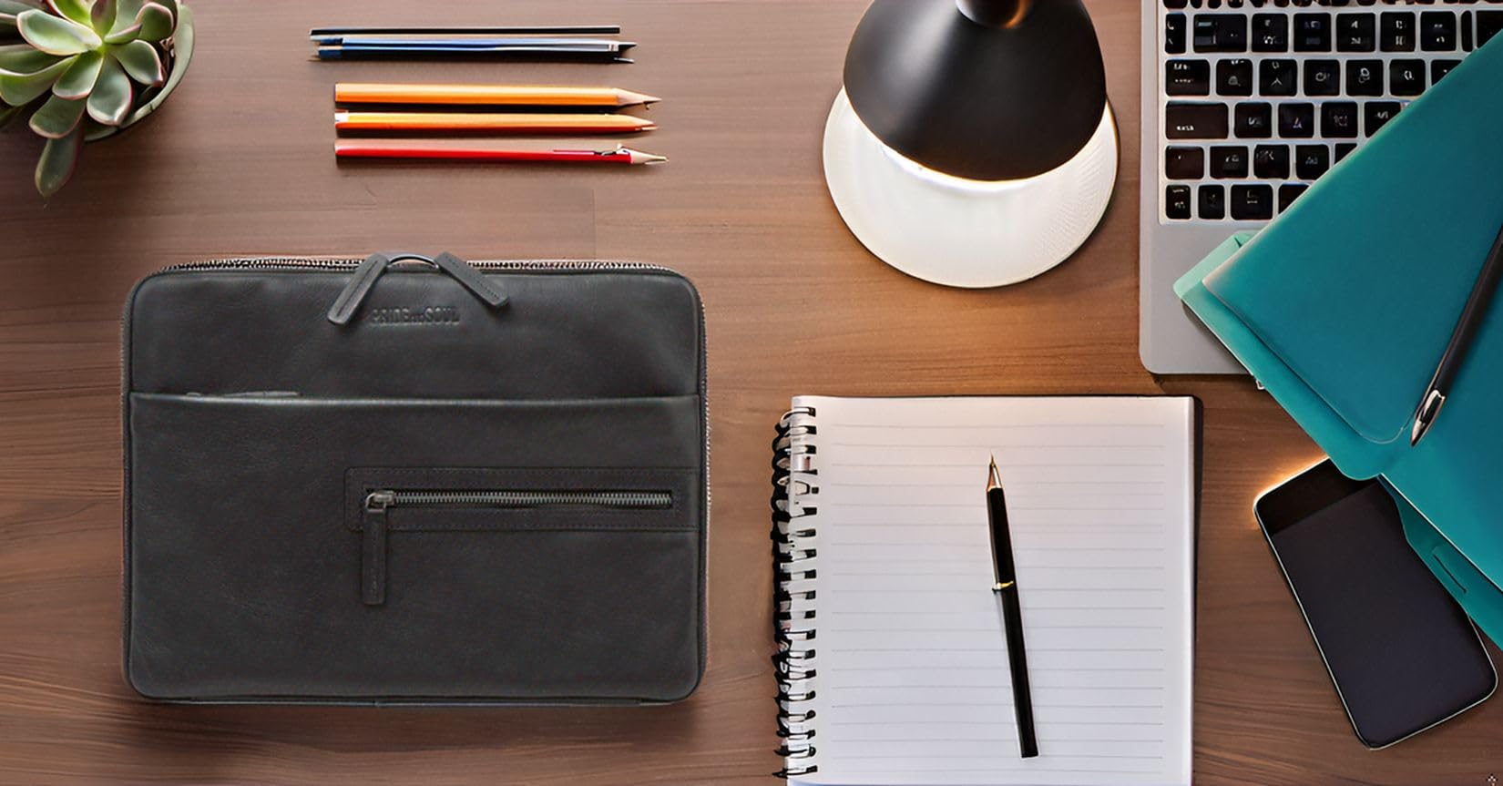 Pride and Soul 47533 - Cartella Terra con scomparto per tablet, in pelle, con blocco per appunti, organizer per ufficio e uso quotidiano, ca. 25 x 34 x 2 cm, nero