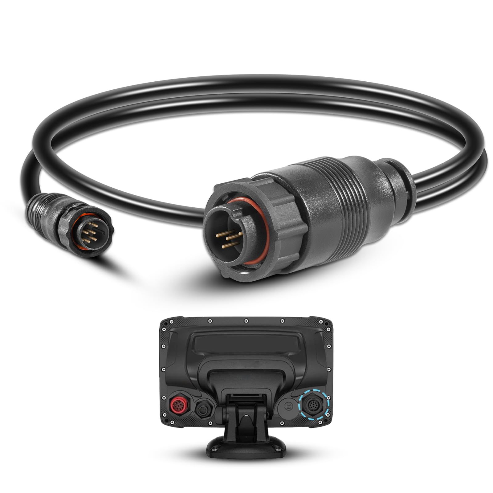 Bzumperyz 8M4004174 Sonar Adapter Cable Fit for Lowrance 9-Pin HD+ Units with Black 9-Pin Xsonic Transducer Port for Use with Tour or Tour Pro HD+
