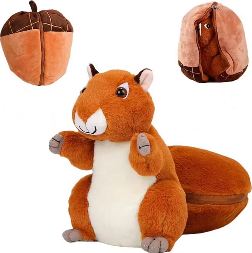 Brown Nutty Squirrel Plush Toy, Super Soft Stuffed Animal for Jungle Theme, Decoration, Cuddle, Gift for Boys and Girls, 25cm
