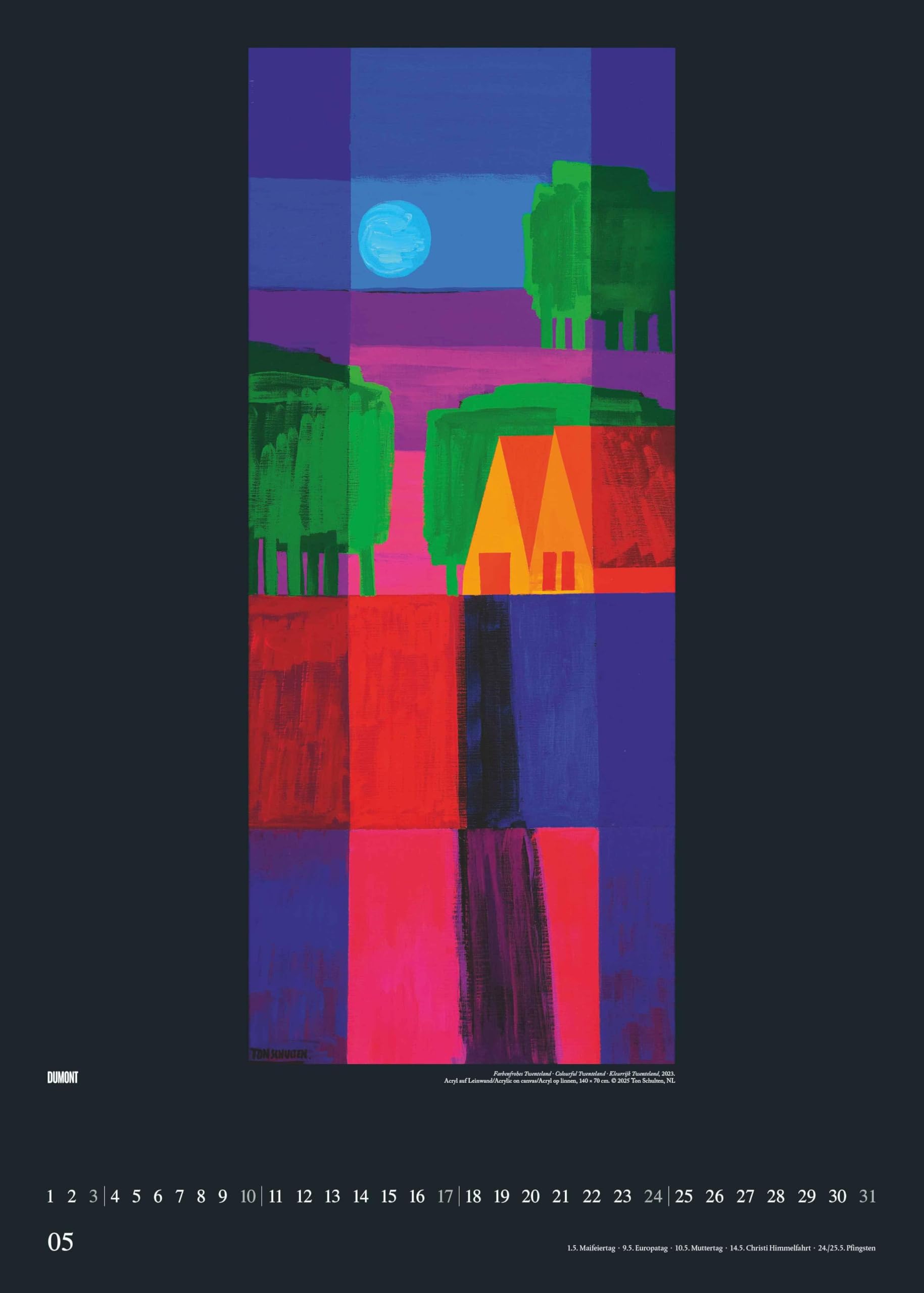 DUMONT - Ton Schulten 2026 – Kunst-Poster-Kalender 50 x 70 cm, Wandkalender mit farbenstarken Landschaftsmosaiken für Kunstliebhaber