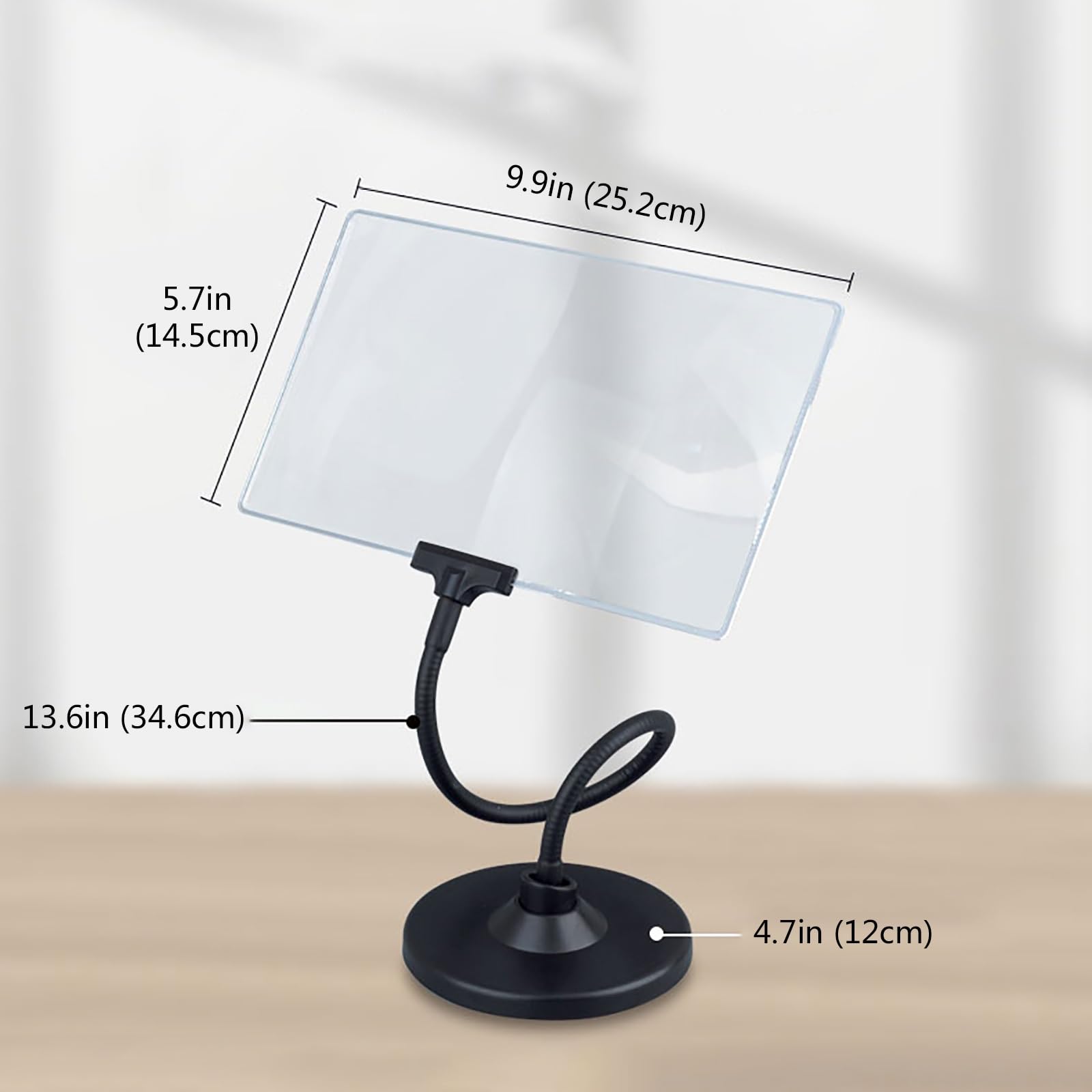 Lupa De Lectura De Sobremesa con Soporte Ajustable En Altura, Ayudas para Baja Visión, Lupa Digital para Leer, 4 Aumentos