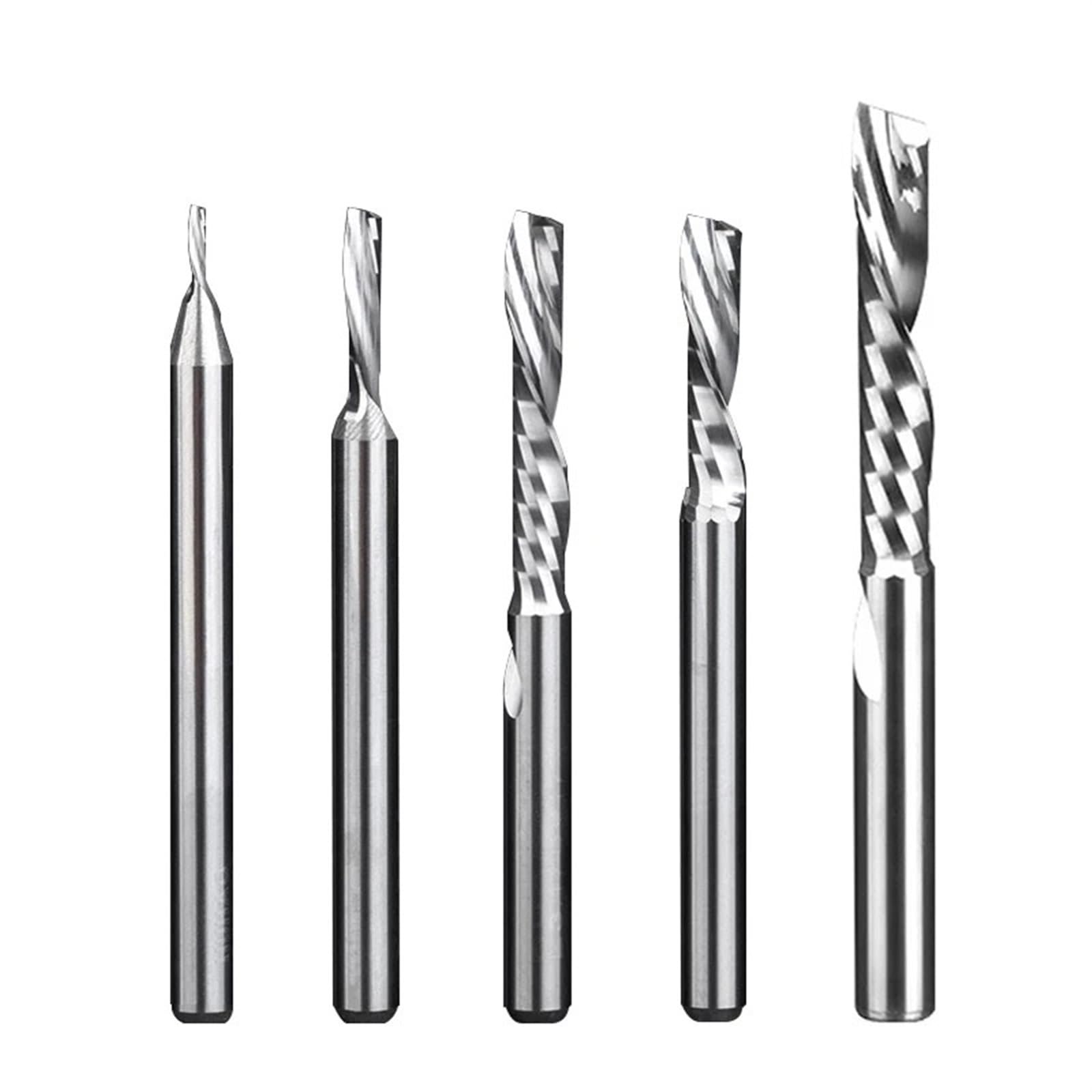 Zestaw 50 wierteł do frezowania aluminium z rowkiem O 3,175/4/5/6/8 mm, pojedyncze cięcie w dół, frez końcowy CNC z węglika wolframu (3,175 x 1,5 x 4 50 sztuk)