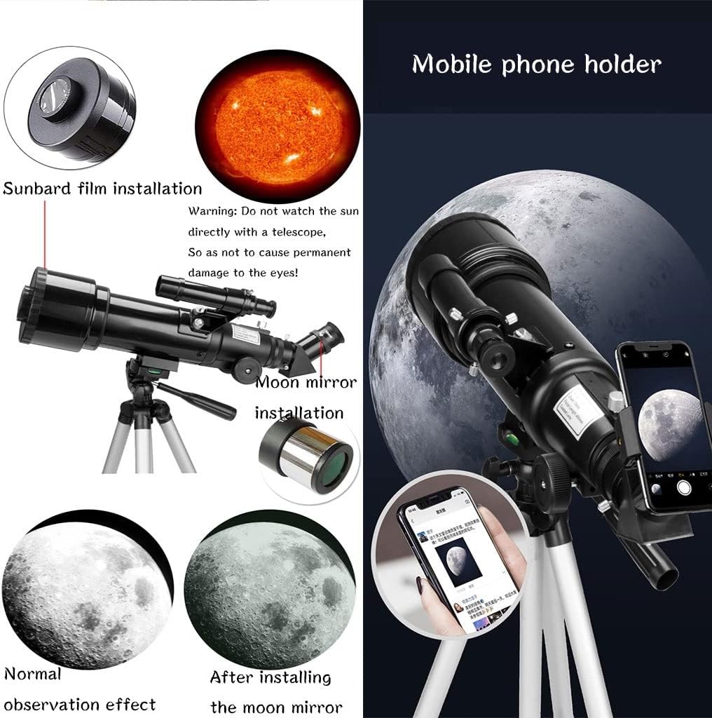 LSLYTQ Spacmirrors Refractor Telescope for Adults and Beginners,70mm Aperture 400mm AZ Mount,Astronomy Telescope for,'s Gifts