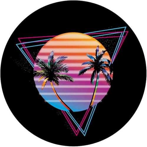 Miniatura 3 de Palm Sunset 80's Vibe retrowave synthwave estética PopSockets agarre y soporte para teléfonos y tabletas, Negro