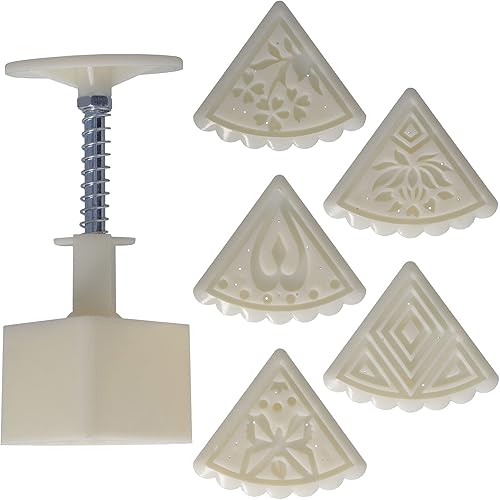 Miniatura 7 de 1 juego de moldes triangulares para tartas de luna, fondant a presión de mano, postre y luna con sellos, herramienta de prensa de pastel de luna