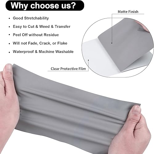 Miniatura 2 de Plotter Cutter - Rollo de vinilo de poliuretano de transferencia de calor,10 pulgadas x 5 pies, para camisetas, ropa, bolsas y otras telas