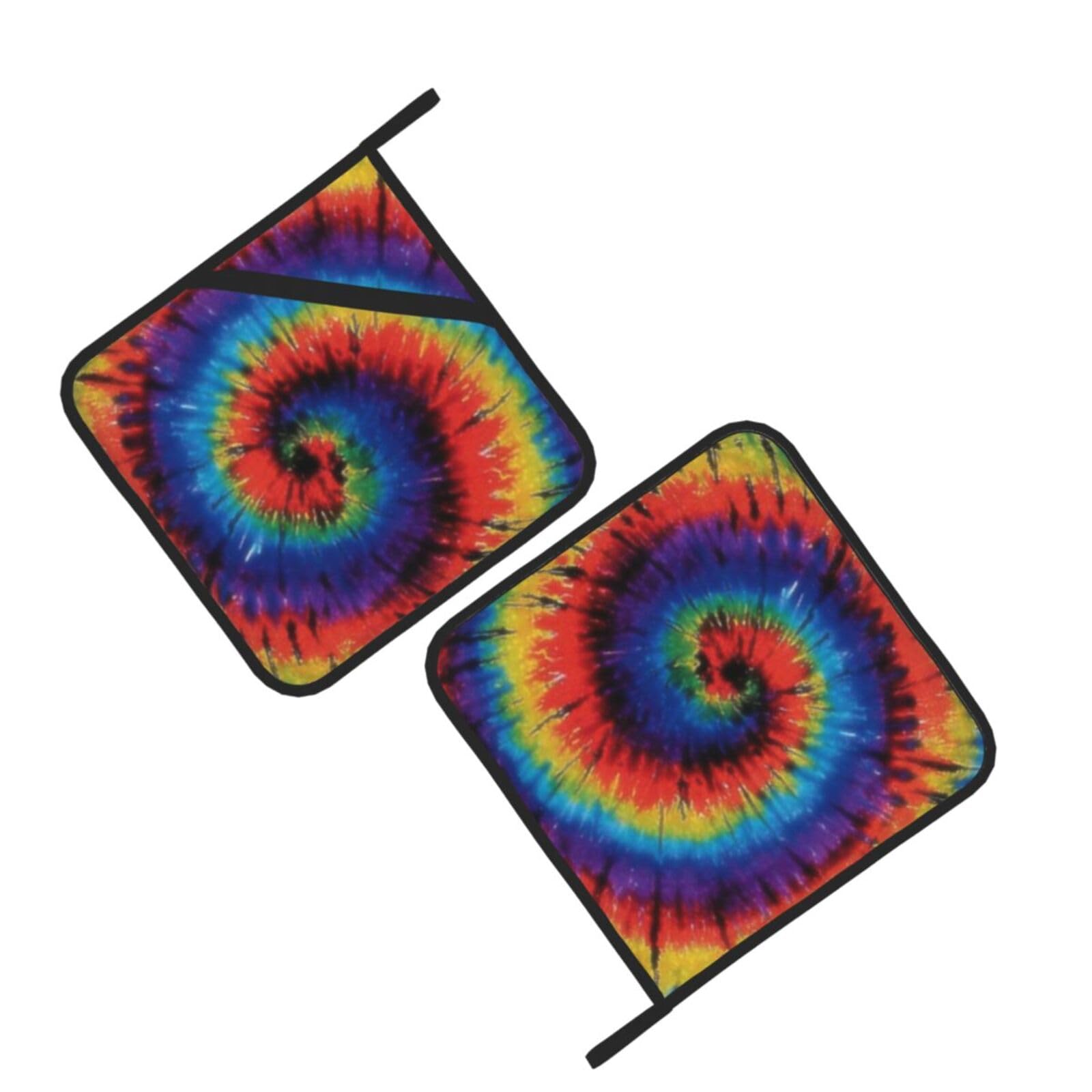Tie Dye Hippies Printed Oven Pot Holders Set of 2 Pcs Heat Resistant Kitchen Microwave Potholders for Cooking Baking Grilling