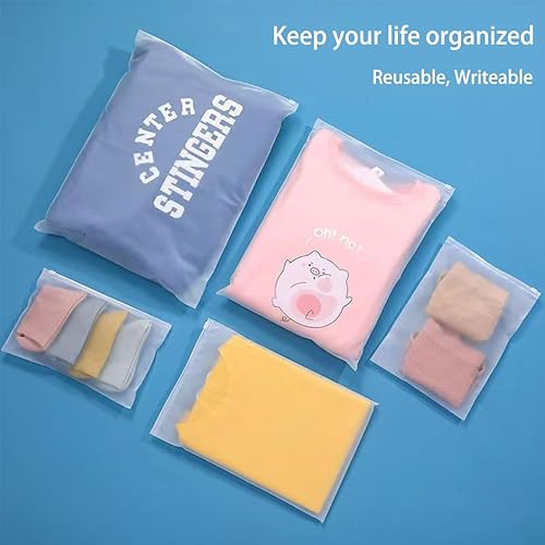 Miniatura 5 de Bolsa de embalaje esmerilada, 50 bolsas de polietileno de plástico transparente de 7.9 x 9.8 pulgadas, bolsas de polietileno transparente con cierre