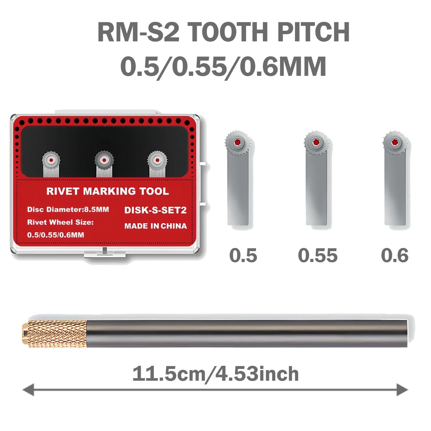 RM-S2 - Strumento per la creazione di rivetti modello RM-S2 - Ingranaggio di piccolo diametro (Passo 0,5/0,55/0,6 mm) - Goffratrice di precisione ad alta visibilità per spazi ristretti