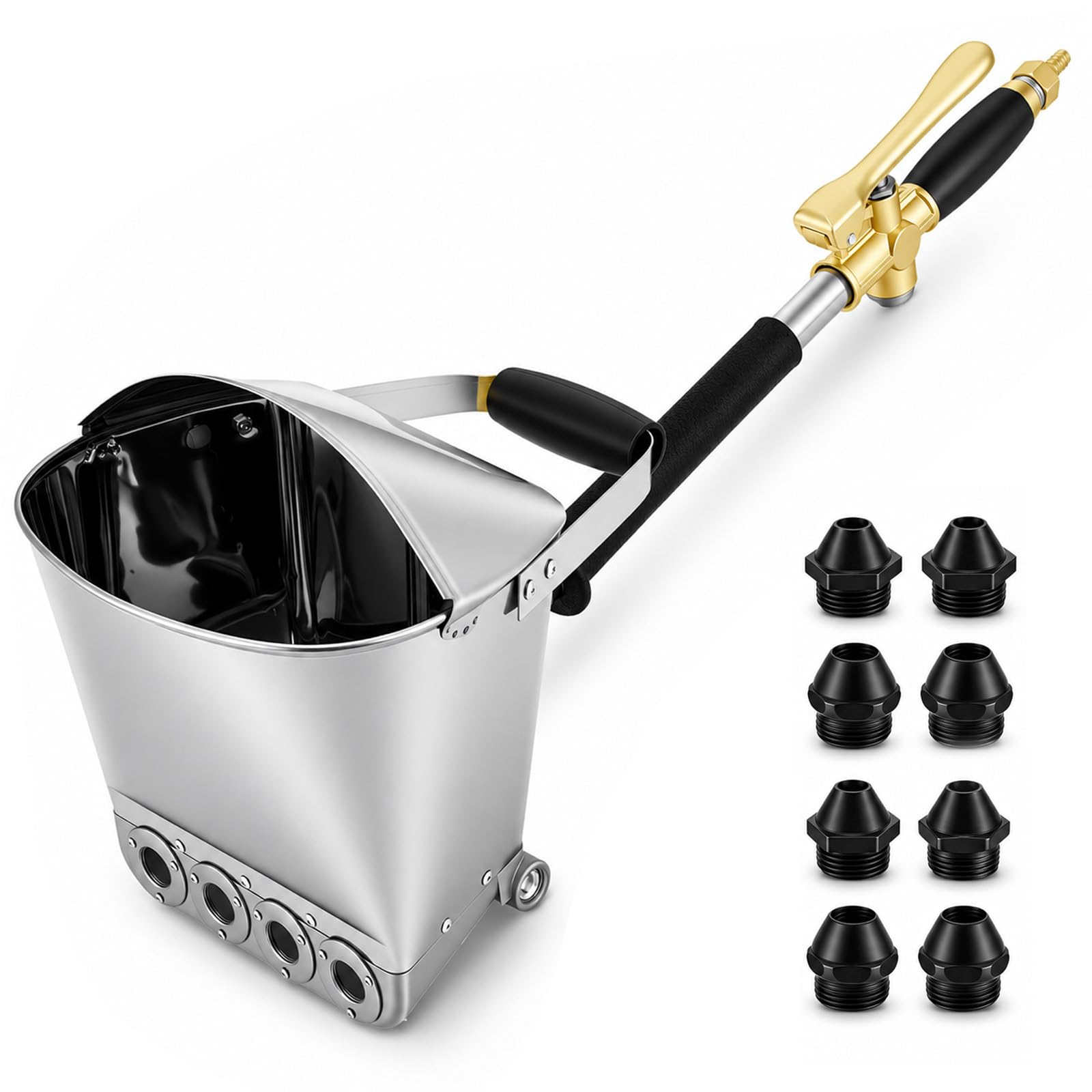 Pistolet pulvérisateur de mortier 4 buses, pistolet pneumatique à ciment avec grand entonnoir – Machine de nettoyage pour mur et plafond, machine de plâtre pour mortier, plâtre, ciment, pulvérisateur