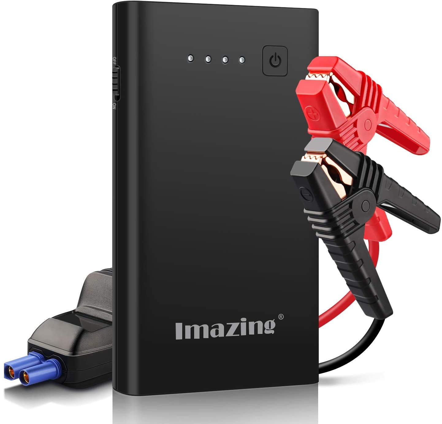 Imazing Car Jump Starter 1000A Peak with Type-C Port(Up to 7.0L Gas or 5.5L Diesel Engine), 12V Portable Power Pack Auto Battery Booster with LCD Display Jumper Cables, QC 3.0 and LED Light