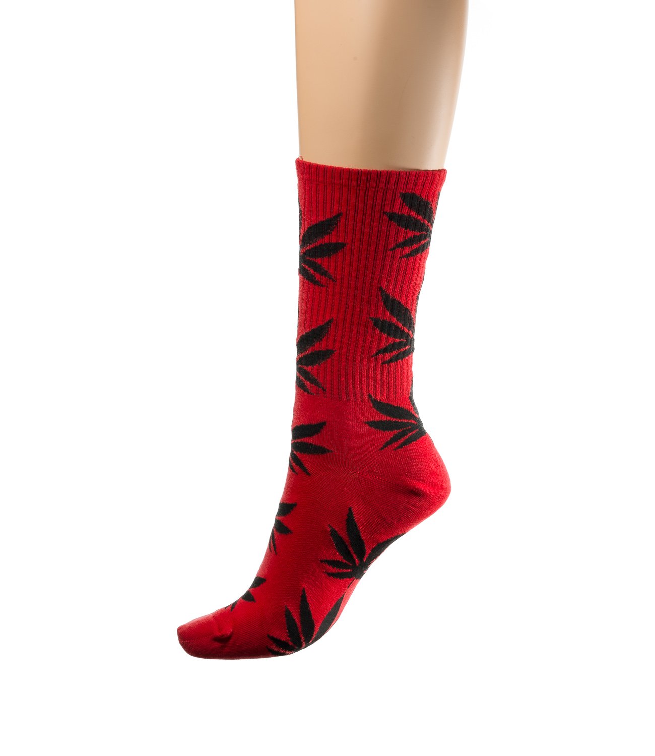 Morefaz Men's Red Black Unisex Socks Highlife Ganja Leaf Weed Comfort Calf Hi Wo (Red Black) Mfaz Ltd