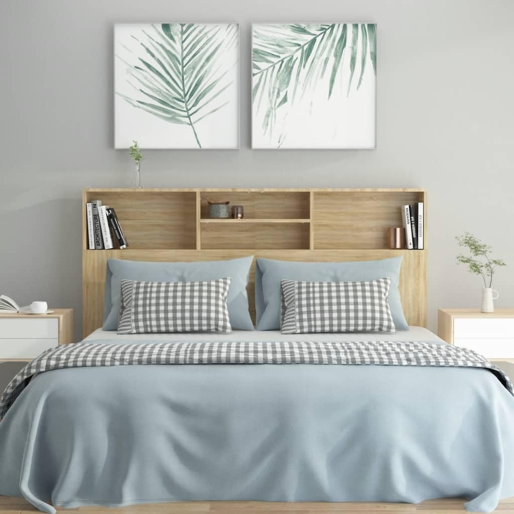 Cabecero Cama Madera 160x19x103,5 cm Madera Contrachapada Roble Sonoma Cabecero con Almacenaje Cabeceros De Madera Armario Cabeceros Bonitos Mueble Cabeceros para Dormitorio
