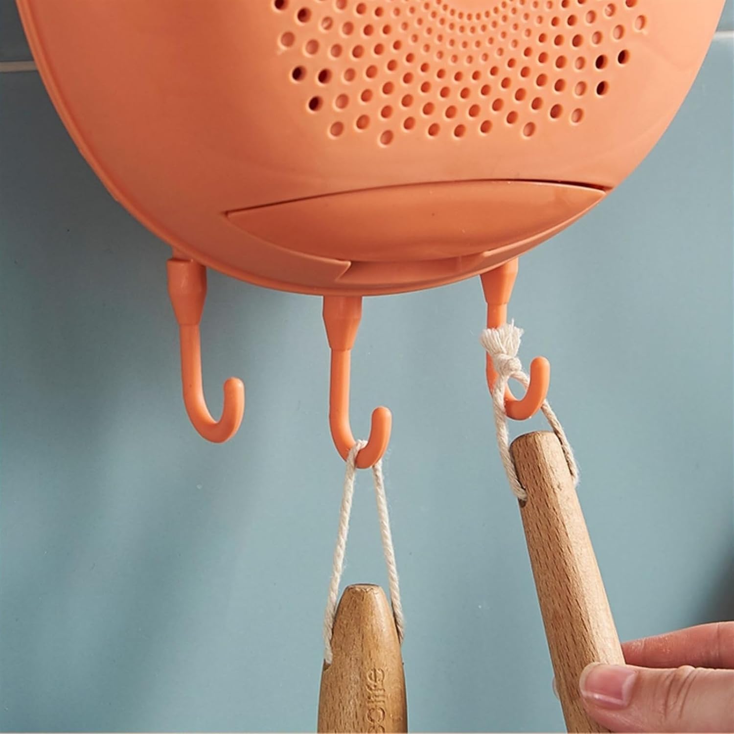 Utensil Holde Kitchen Utensil Holder Wall Cutlery Storage Organizer, Wall Mount Utensil Rack, Cutlery Drainer Utensil Organizer with Dustproof Cover and Hooks Utensil Crocks(White)