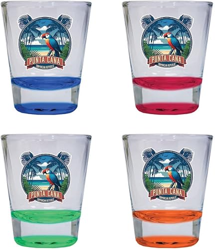 R and R Imports Punta Cana República Dominicana Souvenir 1.5 onzas vaso de chupito redondo PARROT2
