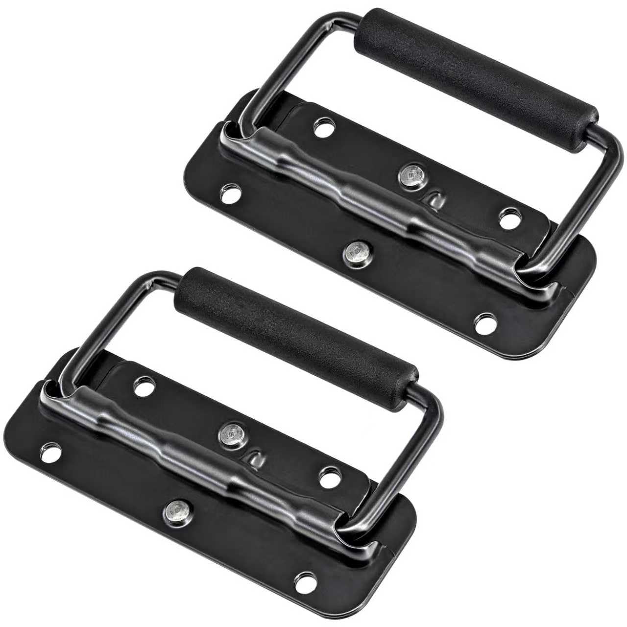Lhuiddh Black 2-Pack Heavy Duty Toolbox Handles – Spring-Loaded Folding Handle For Flight Cases, Tool Cases & Industrial Boxes (, 120Mm)