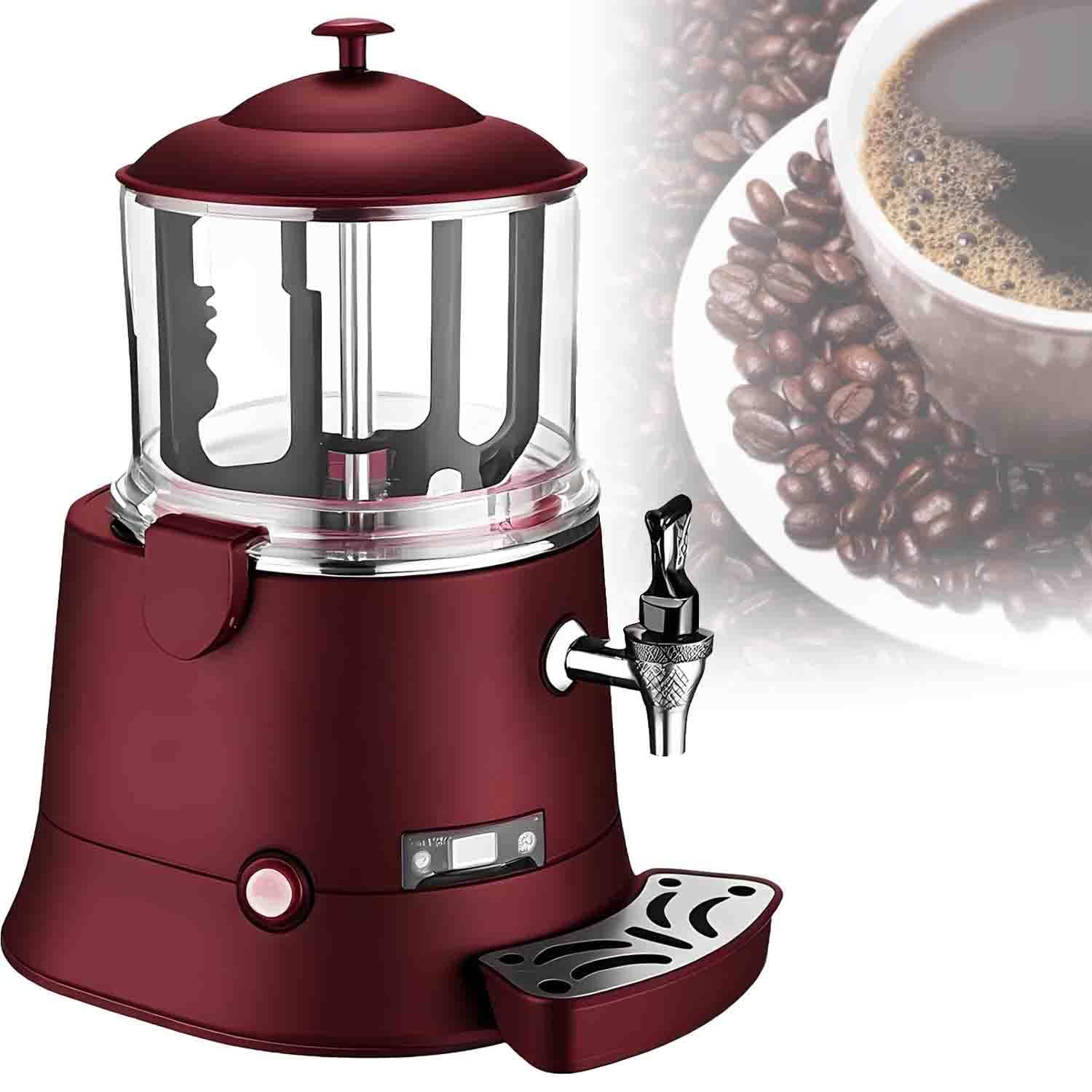 UORDBY Commercial Electric Hot Chocolate Machine, 5L/10L Hot Beverage Dispenser Warmer, Chocolate Melting Maker with Detachable Design, for Heating Coffee Tea Milk Juice Red-5L
