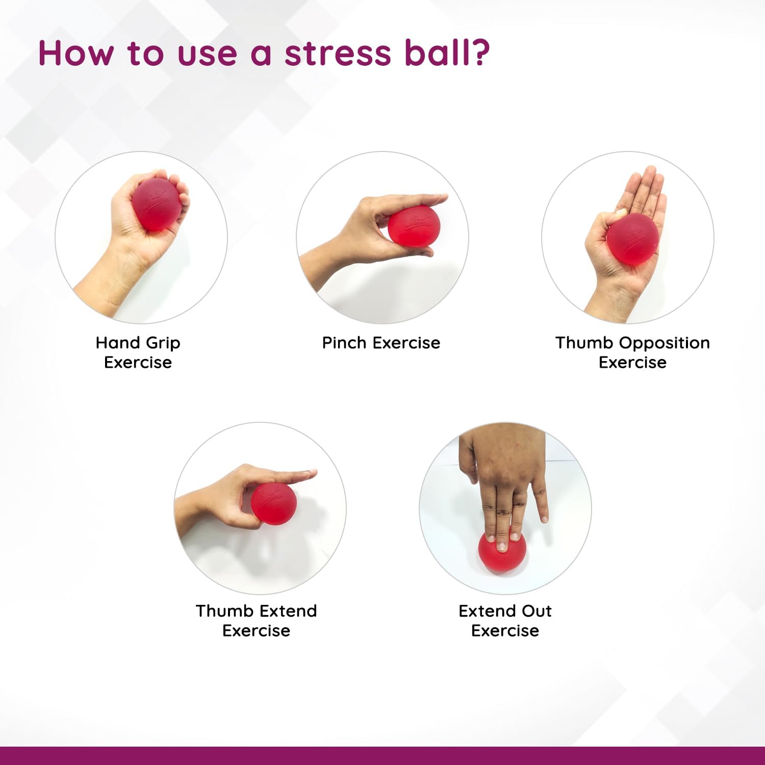 Flamingo Premium Silicone Stress Relief Ball for Hand Muscles Strengthening and Stress Relief | Medium, Red | Size - Universal | 3