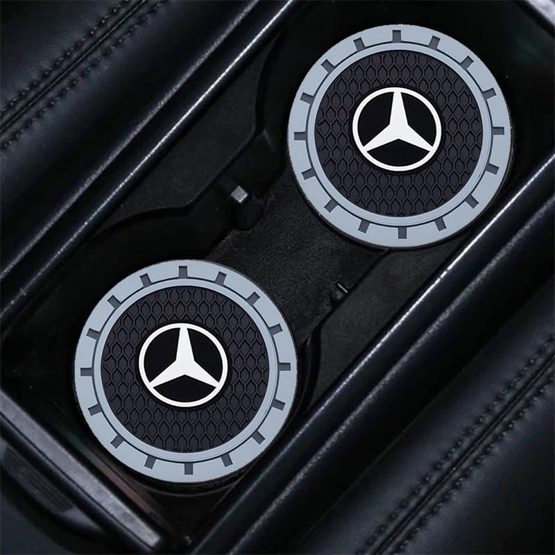 Image of Car Cup Holder Coaster for Mercedes Benz Series Universal Non-Slip Cup Holder Insert Coaster Car Interior Accessories,Black 2PCS