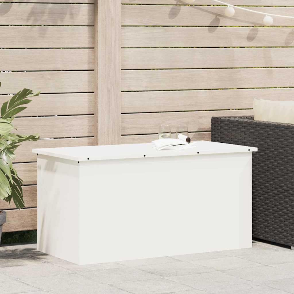 vidaXL Boîte de Rangement Extérieure Blanc 100 x 50,5 x 50 cm Acier, Solution de Rangement pour Jardin et terrasse, boîte résistant aux intempéries, Organisateur métallique Robuste