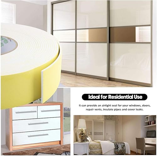 Miniatura 5 de Cinta aislante de espuma, burlete para puertas corredizas, sellado, HVAC, ventanas, tuberías, aire acondicionado, fontanería, cinta de sellado de