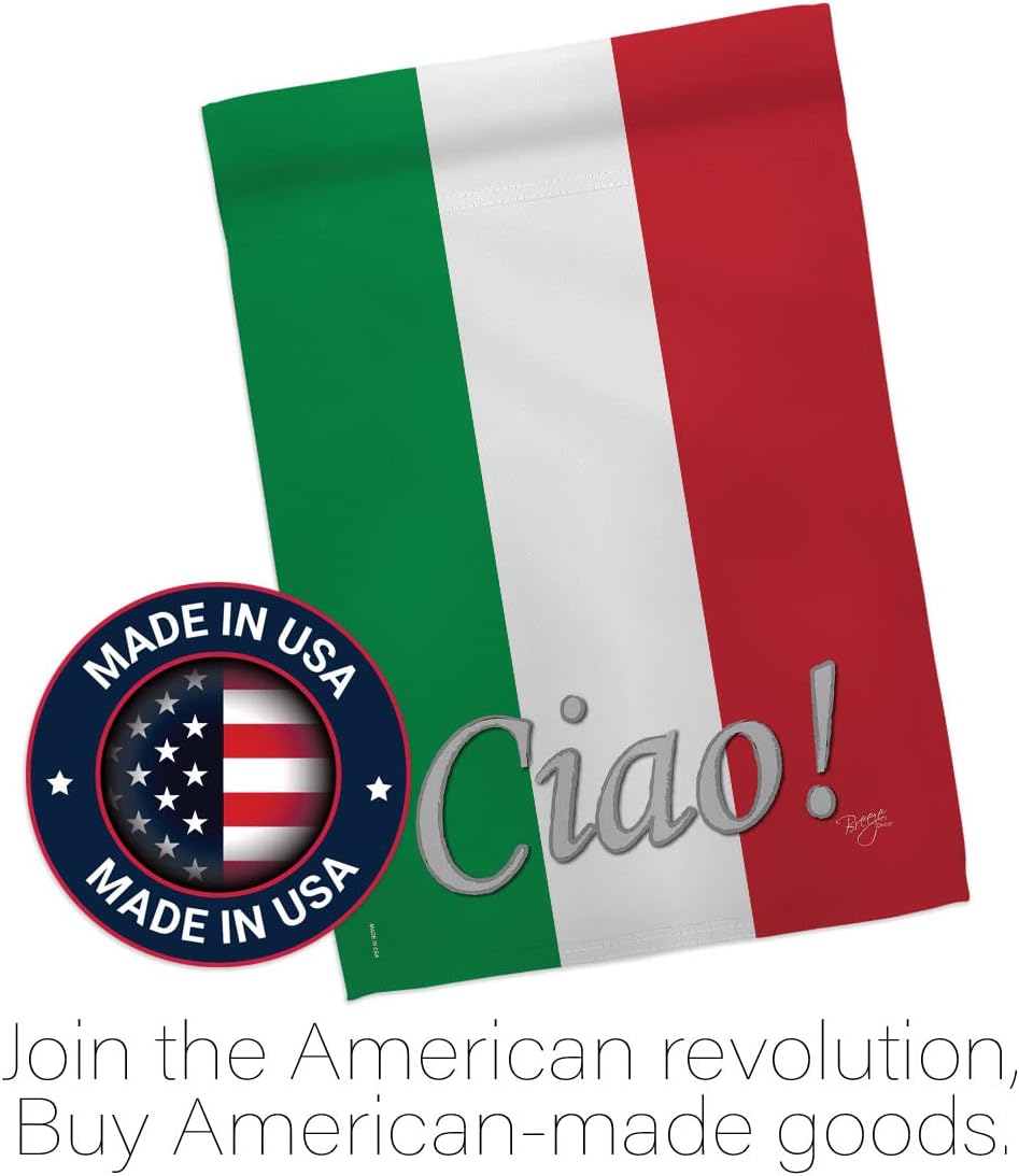 Breeze Decor Italian House Flag - Regional Nationality Nation International World Country Particular Area - Decoration Banner Small Garden Yard Gift Double-Sided Made in USA 28 X 40