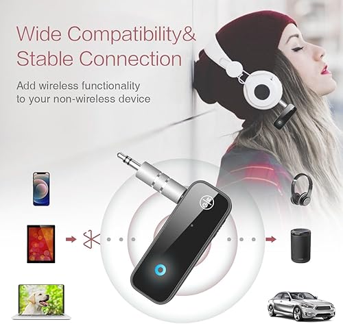 Miniatura 2 de LOFICOPER Receptor transmisor Bluetooth, adaptador auxiliar Bluetooth 5.0 para automóvil, adaptador de audio inalámbrico 2 en 1 de 0.138 in para TV,