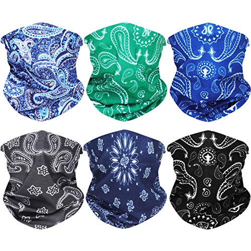 FAYBOX 6pcs Magic Wide Wicking Headbands Outdoor Headwear Bandana Sports Scarf Tube UV Face Mask for Workout Yoga Running Hiking Riding Motorcycling