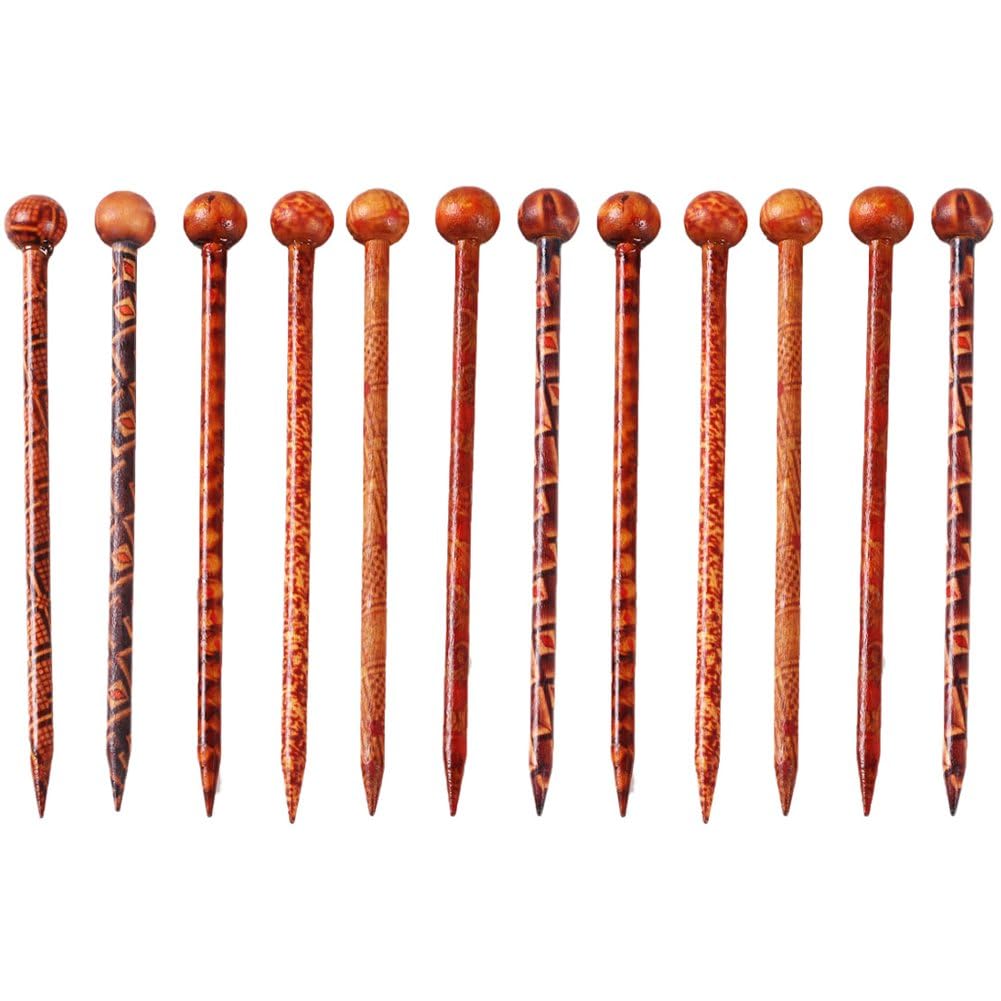 Luxylei 12pcs Vintage Wood Hair Sticks Set, Retro Forks Accessories, Japanese Chinese Chopsticks for Buns, Long Hair Women