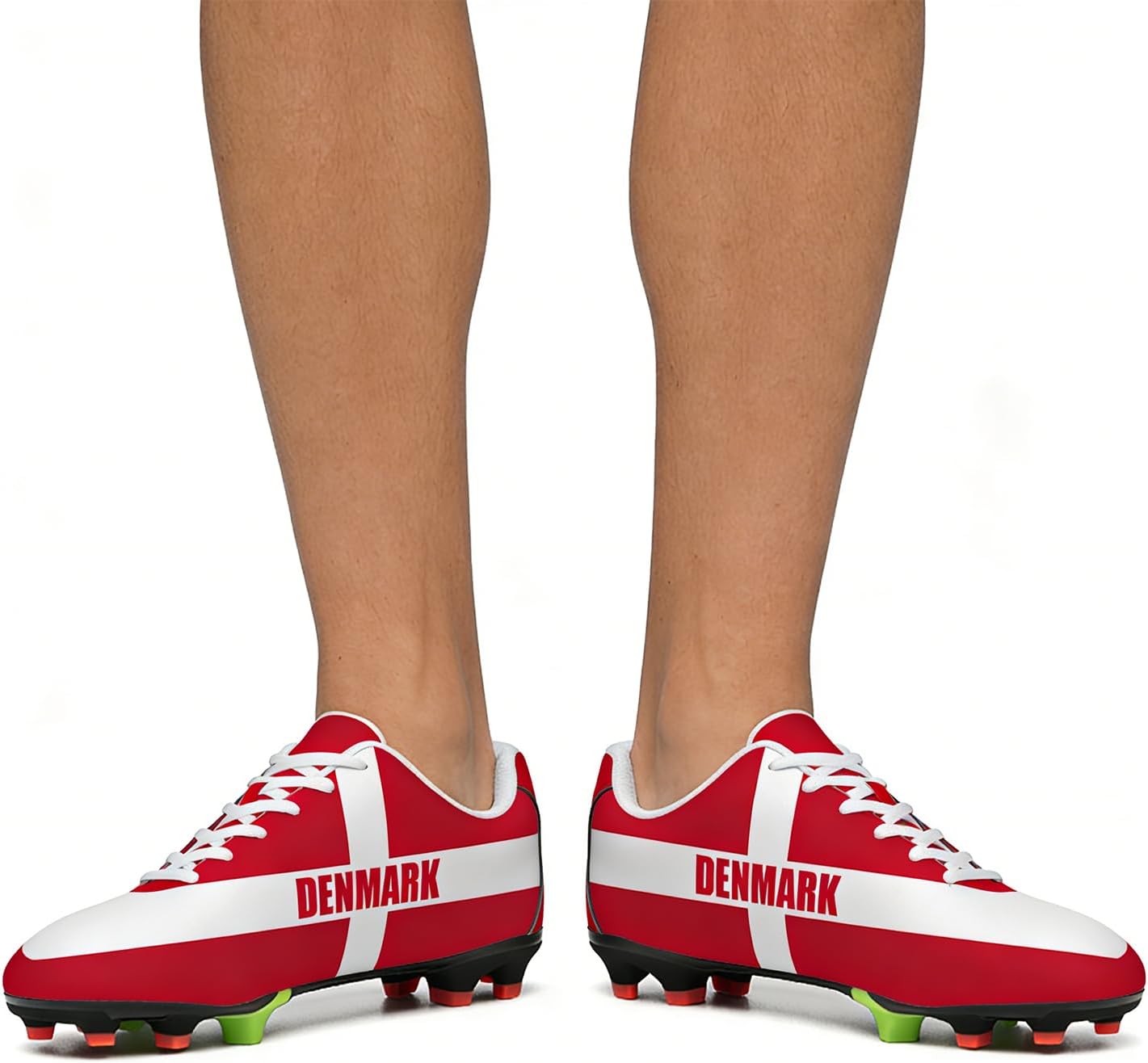 Denmark Flag Football Shoes Men Womens Soccer Shoe PU Sneakers Outdoor Lace Up Sports Shoes 2026