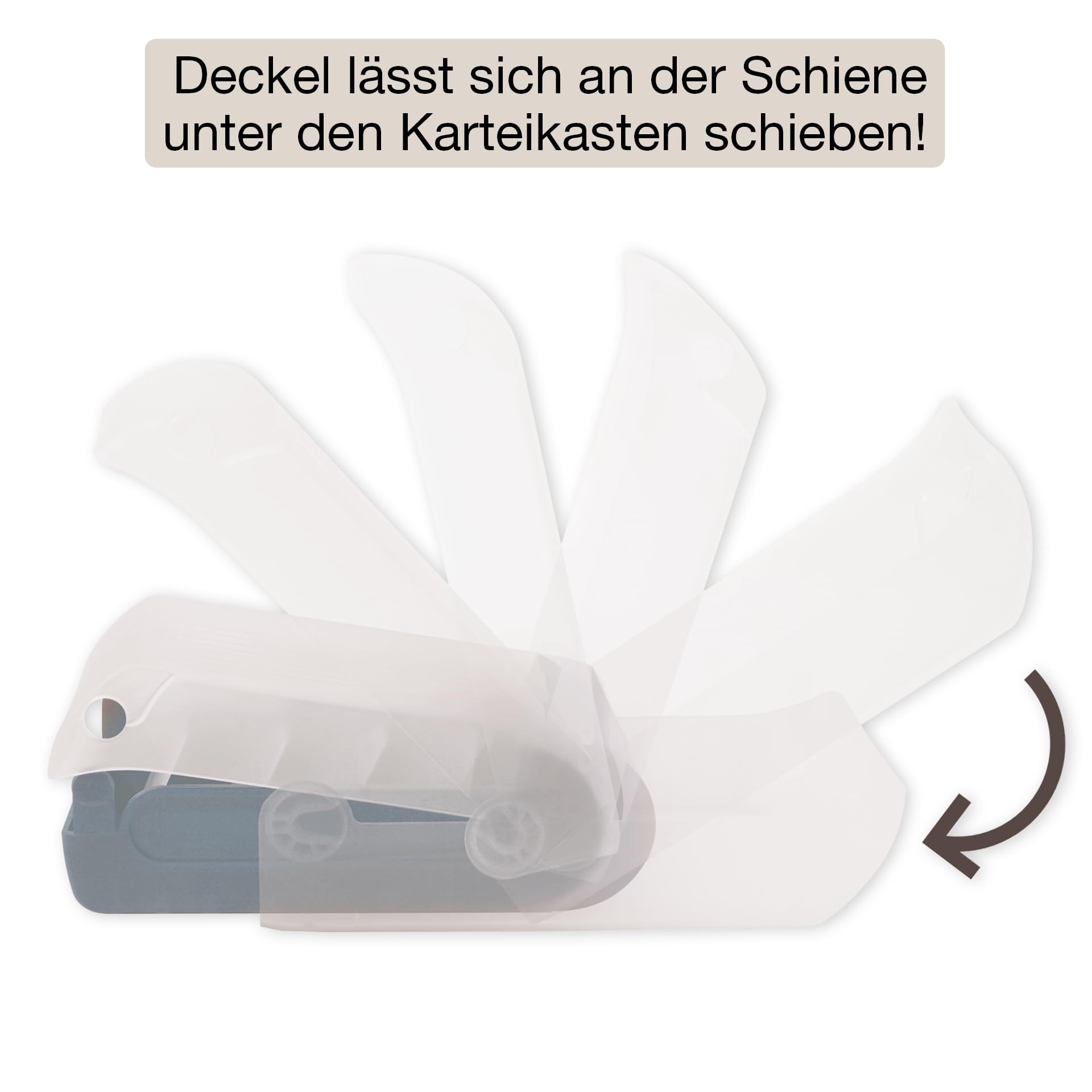 TimeTEX Boîte à fiches en plastique A8 semi-transparente avec couvercle rétractable 5 compartiments 20 x 9 x 6,5 cm noir