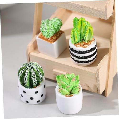 Miniatura 5 de jojofuny 4 piezas de resina de casa de muñecas de bonsái para adorno muebles de cactus suculentas en miniatura adornos únicos para escritorio en