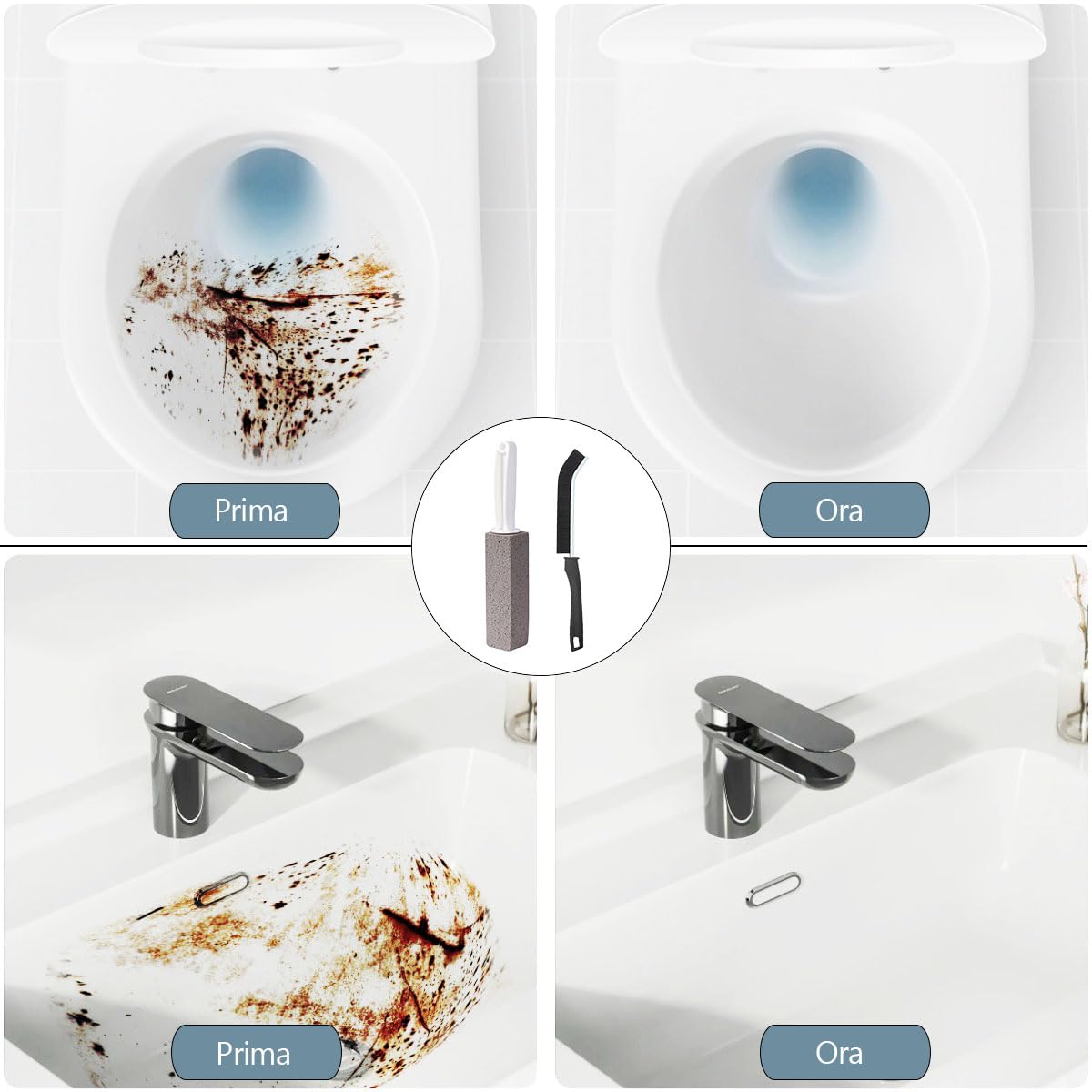 Pietra Pomice per WC, Cleaning Block, Disincrostante Pulente Vetro Espanso, Prodotti Pulizia Casa Bagno, Pulisci Water con Manico e Spazzola per Pulizia Fessure