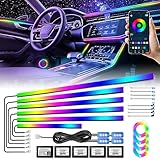 Acrylic Interior Car Light, AMKI Car LED Strip Light with APP Sub Control, Car Accessories Fiber Optic Car Ambient Light Kit with RGB Dreamcolor 22 in 1 and 175 inches 593 LEDs 213 DIY and Music Modes