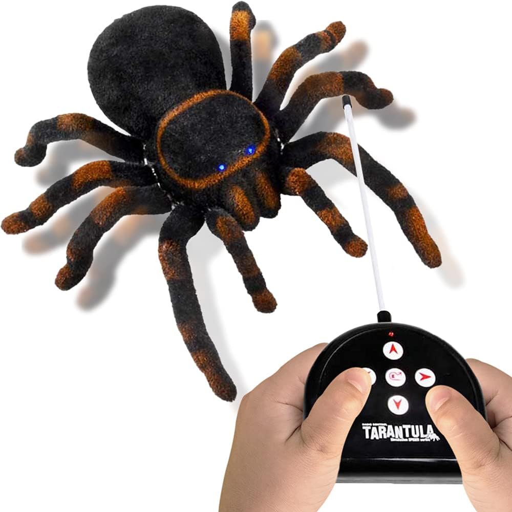 ArtCreativity Remote Control Spider, Includes 1 Tarantula & 1 Controller, 360° Rotating RC Spider Prank Toy with 8 Individually Moving Legs, Furry Texture, and Light Up Eyes, Great Easter Toy for Kids